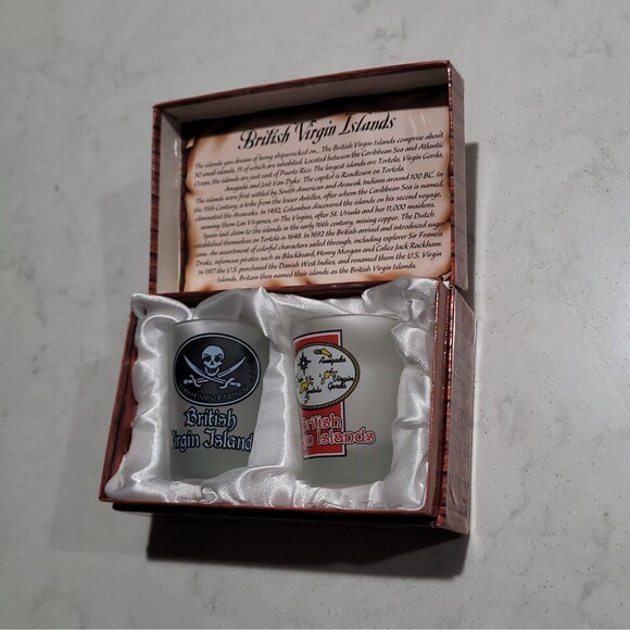 St. Thomas Virgin Islands Shot Glasses (2) in Pirate Treasure Chest Souvenirs - Picture 4 of 15